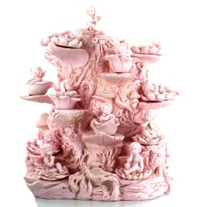 Pretty In Pink Cherub World/Lily Stand + 72 Pcs